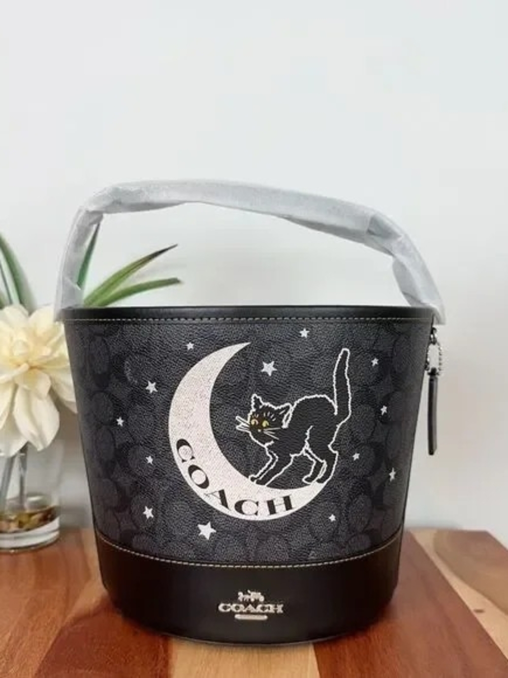 Coach Trick Or Treat Bucket In Signature Canvas With Halloween Graphic - Picture 7 of 7